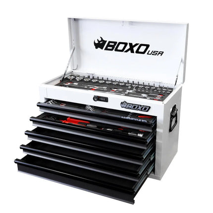 BoxoUSA MotoBox | 103-Piece Metric Motorcycle Tool Set with 5-Drawer Hand Carry Tool Box MOTOBX5-W