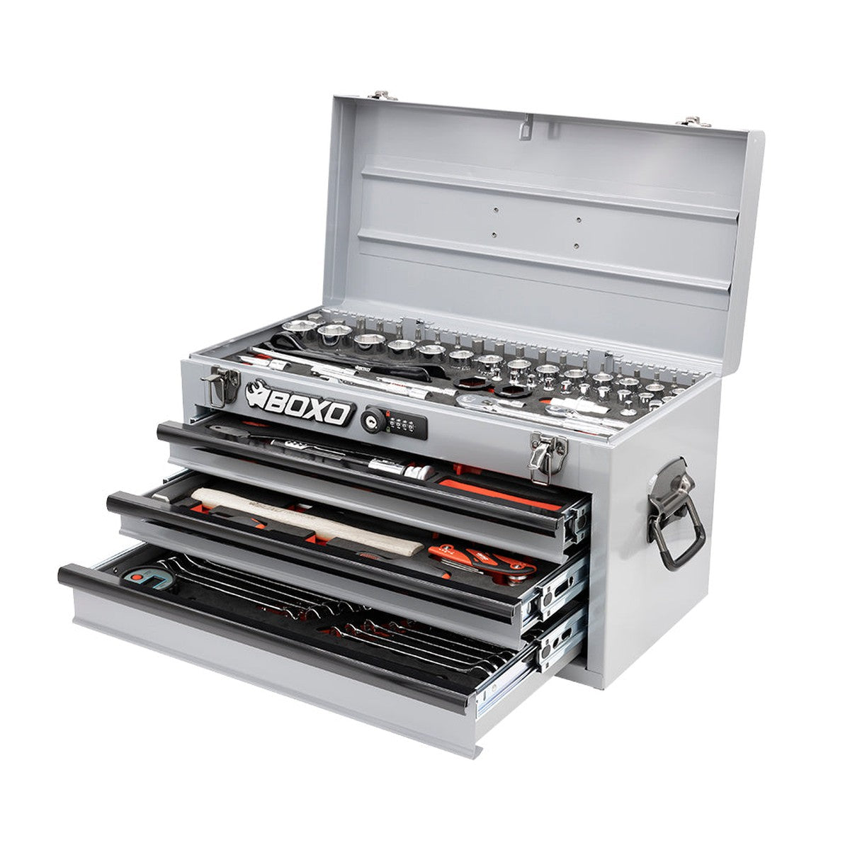 MotoBox, 3-Drawer Portable Tool Box with 103-Piece Metric tool Set