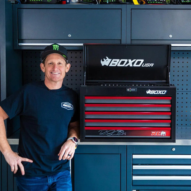 BoxoUSA MotoBox | Limited Edition Ricky Carmichael 26" 103-Piece Metric Motorcycle 5-Drawer Hand Carry Tool Box MOTOBX5-RC