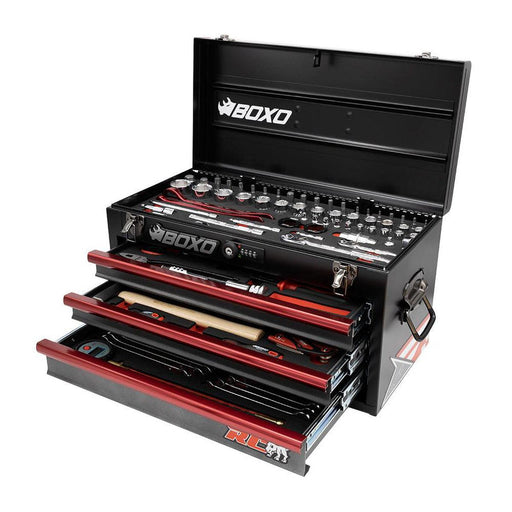 BoxoUSA-MotoBox | Limited Edition Ricky Carmichael 3-Drawer Portable Tool Box with 103-Piece Metric Tool Set | Black-[product_sku]