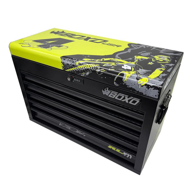 BoxoUSA MotoBox | New Ricky Carmichael 26" 5-Drawer Portable Tool Box with 103-Piece Metric Motorcycle Tool Set MOTOBX5-BK-RC2