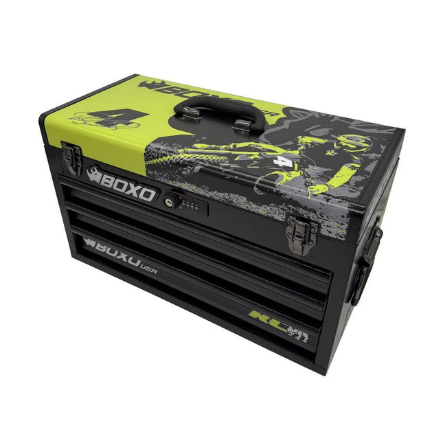 BoxoUSA MotoBox | New Ricky Carmichael 3-Drawer Portable Tool Box with 103-Piece Metric Motorcycle Tool Set MOTOBX1-BK-RC2