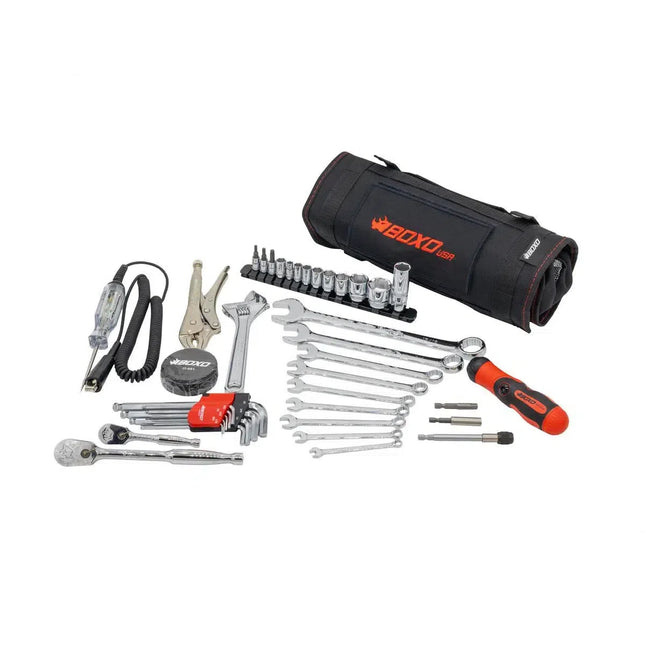 BoxoUSA Motorcycle Roll | 48-Piece Motorcycle Tool Kit PA925