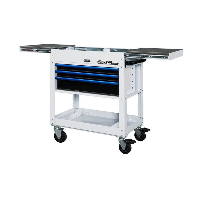 BoxoUSA Pro Series | 35" 3-Drawer Slide-Top Service Cart Tool Box UAS340071L-W-B