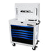 BoxoUSA-Pro Series | 35" 5-Drawer Flip Top Service Cart | Gloss White, Blue Trim-[product_sku]