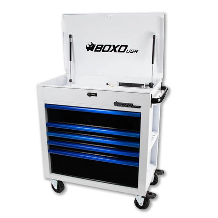 BoxoUSA Pro Series | 35" 5-Drawer Flip-Top Service Cart Tool Box UAS341051L-W-B