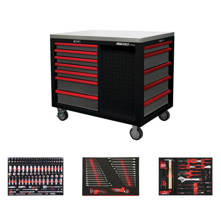 BoxoUSA Pro Series | 45” 12-Drawer Workstation Tool Box with Master Tool Set 45WSM-BK