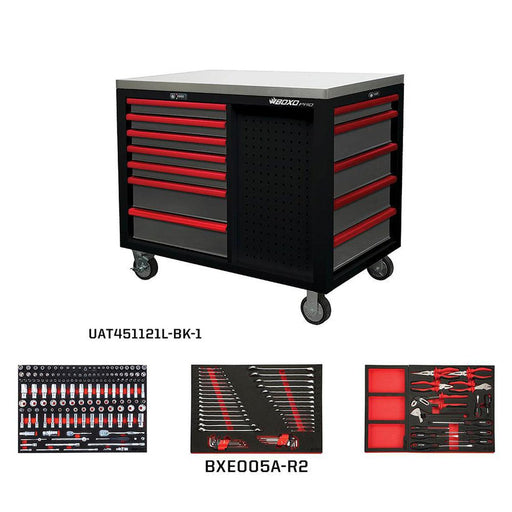 BoxoUSA-Pro Series | 45” Workstation with 217-Piece Master Tool Set | Gloss Black, Red Trim-[product_sku]