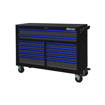 BoxoUSA Pro Series | 53" 12-Drawer Rolling Tool Box UAT530121LM-BK-B
