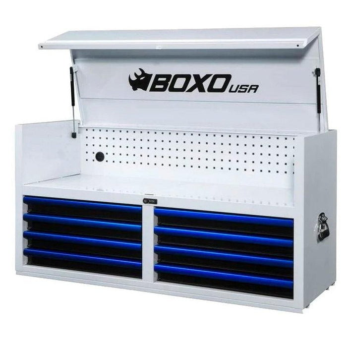 BoxoUSA-Pro Series | 53" 8-Drawer Top Chest Box | Gloss White-[product_sku]