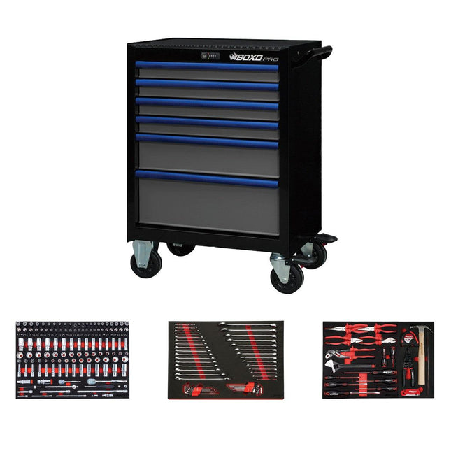 BoxoUSA-Pro Series | Loaded 26" 6-Drawer Rolling Tool Box-26BM-BK-B