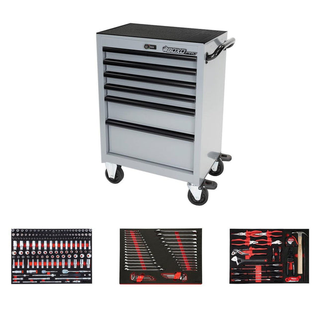 BoxoUSA-Pro Series | Loaded 26" 6-Drawer Rolling Tool Box | Nardo Grey-26BM-GY