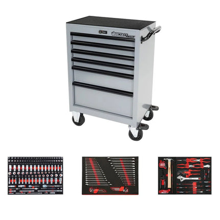 BoxoUSA Pro Series | Loaded 26" 6-Drawer Rolling Tool Box | Nardo Grey 26BM-GY