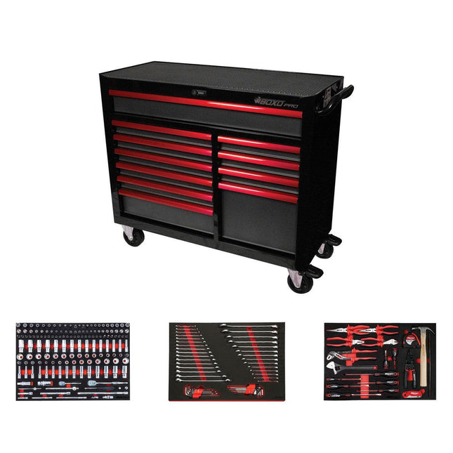 BoxoUSA-Pro Series | Loaded 45" 11-Drawer Rolling Tool Box-45BM-BK-R