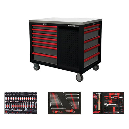 BoxoUSA Pro Series | Loaded 45” 12-Drawer Workstation Tool Box 45WSM-BK