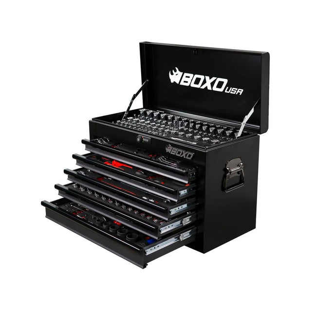 BoxoUSA UTV Box Pro | 258-Piece Metric and SAE UTV Tool Set with 5-Drawer Hand Carry Tool Box UTVBXPRO-BK-BK