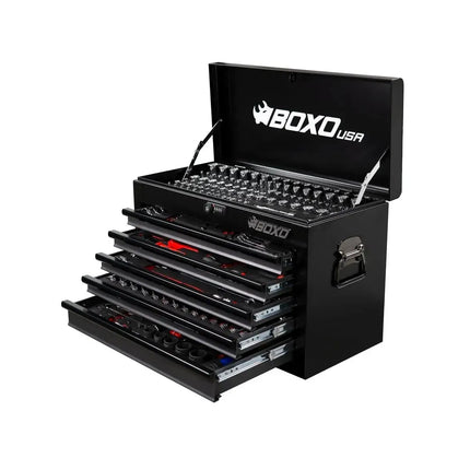 BoxoUSA UTV Box Pro | 258-Piece Metric and SAE UTV Tool Set with 5-Drawer Hand Carry Tool Box UTVBXPRO-BK