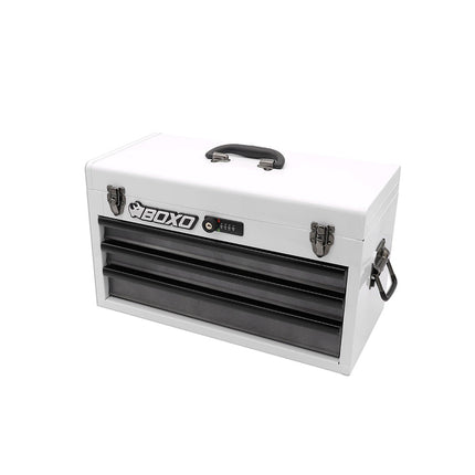 MotoBox | 3-Drawer Portable Tool Box with 103-Piece Metric tool Set | White