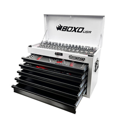 159-Piece Metric and SAE Combo Tool Set with 5-Drawer Hand Carry Box | White