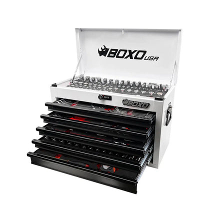 BoxoUSA 238-Piece Metric and SAE Combo 5-Drawer Hand Carry Tool Box ECC26501L-238SBK