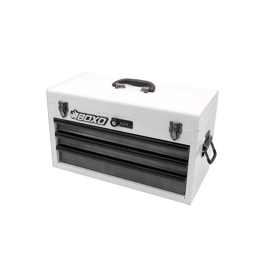 KartBox | 69-Piece Metric Kart Tool Kit With 3-Drawer Hand Carry Tool Box | White-Boxo USA