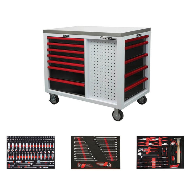 BoxoUSA-Pro Series | Loaded 45” 12-Drawer Workstation Tool Box-45WSM-W