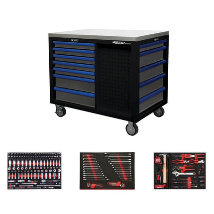 BoxoUSA Pro Series | Loaded 45” 12-Drawer Workstation Tool Box 45WSM-BK-B