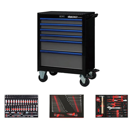 BoxoUSA Pro Series | Loaded 26" 6-Drawer Rolling Tool Box 26BM-BK-B