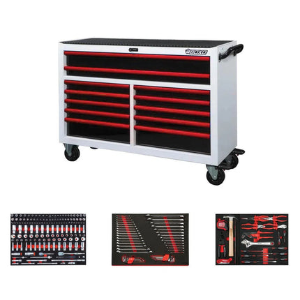 BoxoUSA Pro Series | Loaded 53" 12-Drawer Rolling Tool Box 53BM-W-R1