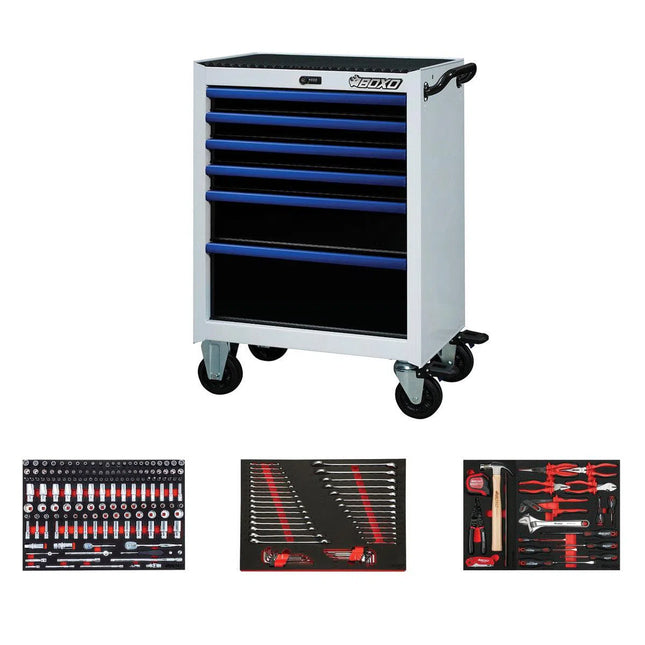 BoxoUSA Pro Series | Loaded 26" 6-Drawer Rolling Tool Box 26BM-W-B