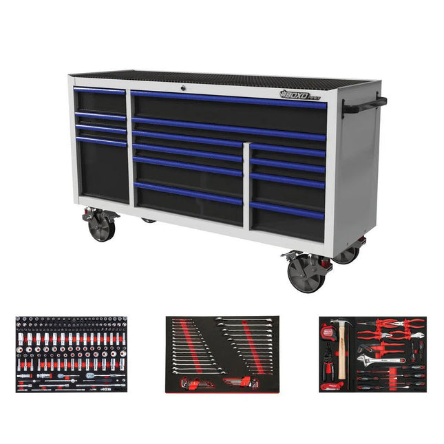 BoxoUSA Pro Series | Loaded 72" 14-Drawer Rolling Tool Box 72BM-W-B2