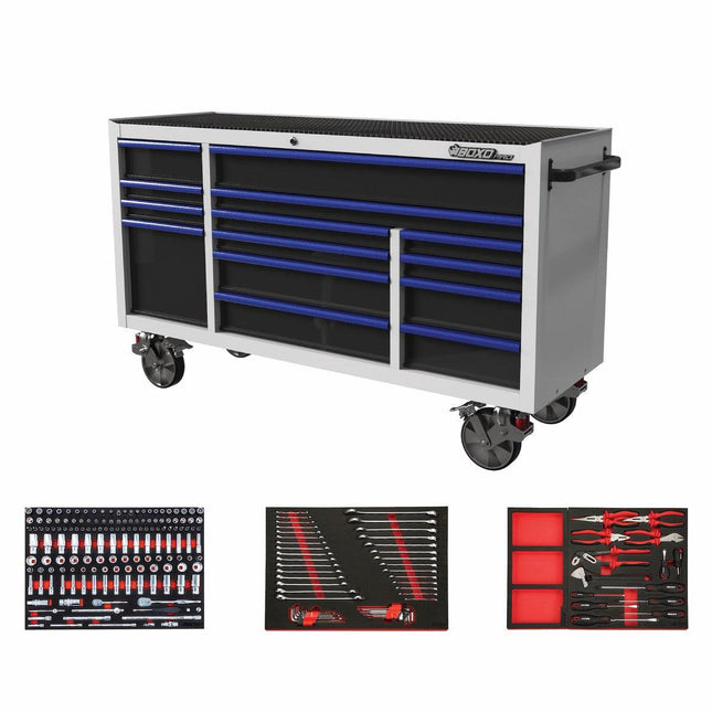 BoxoUSA-Pro Series | Loaded 72" 14-Drawer Rolling Tool Box-72BM-W-B2