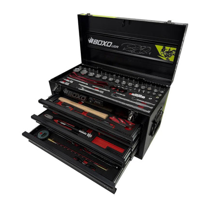 BoxoUSA MotoBox | New Ricky Carmichael 3-Drawer Portable Tool Box with 103-Piece Metric Motorcycle Tool Set MOTOBX1-BK-RC2