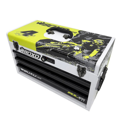 BoxoUSA MotoBox | New Ricky Carmichael 3-Drawer Portable Tool Box with 103-Piece Metric Motorcycle Tool Set MOTOBX1-W-RC2