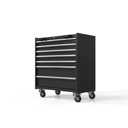 BoxoUSA 34" 7 Drawer Roller Cabinet w/o Drawer Trims MST340072-RBK-1