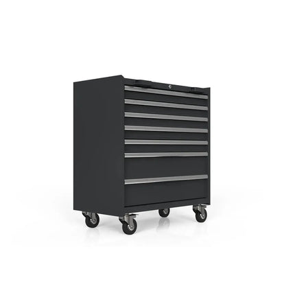 BoxoUSA 34" 7 Drawer Roller Cabinet w/o Drawer Trims MST340072-RBK-1