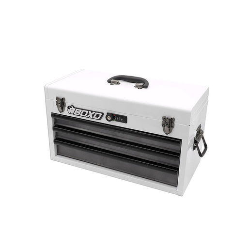 MotoBox | 3-Drawer Portable Tool Box with 103-Piece Metric tool Set | White-Boxo USA