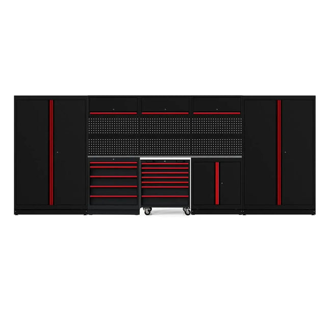 BoxoUSA OSM Pro Series | 190" 15-Piece Professional Organized Storage Modules Build Out | 12-Drawers, 5-Cabinets OSM-B8-R