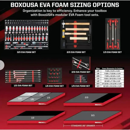 BoxoUSA 9-Piece Hook and Hose Removal Set | 2/3 Drawer EVA Foam BX915-R
