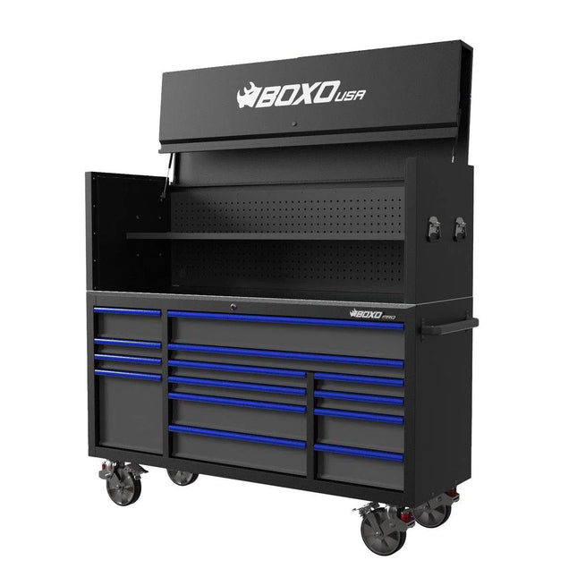 BoxoUSA Pro Series | 72" 14-Drawer Garage Top Rolling Tool Box | Black 72TB-BK-B