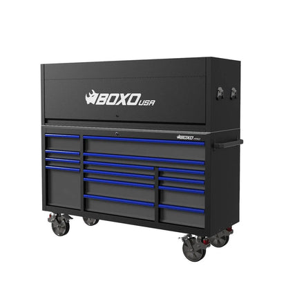 BoxoUSA Pro Series | Loaded 72" 14-Drawer Garage Top Rolling Tool Box | Black 72TBM-BK-R