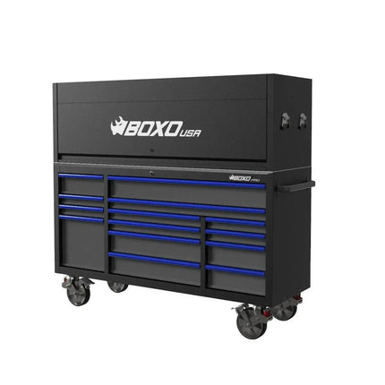 BoxoUSA Pro Series | 72" 14-Drawer Garage Top Rolling Tool Box with 233-Piece Master Tool Set 72TBM-BK-R