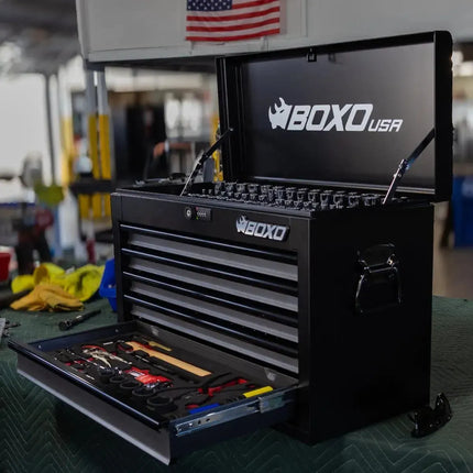 BoxoUSA UTV Box Pro | 258-Piece Metric and SAE UTV Tool Set with 5-Drawer Hand Carry Tool Box UTVBXPRO-BK-BK