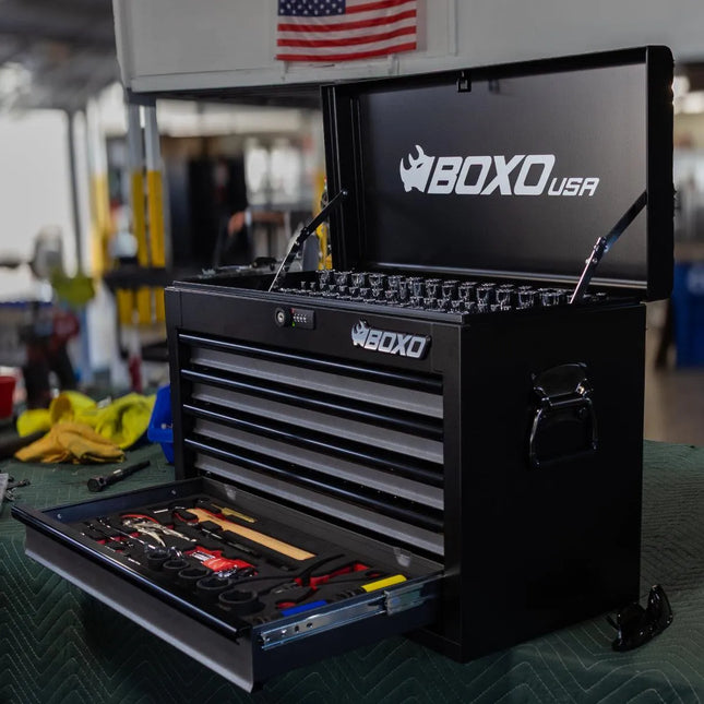 BoxoUSA UTV Box Pro | 258-Piece Metric and SAE UTV Tool Set with 5-Drawer Hand Carry Tool Box UTVBXPRO-BK-BK