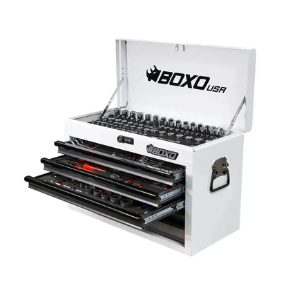 BoxoUSA UTV Box | 190-Piece Metric and SAE UTV Tool Set with 5-Drawer Hand Carry Tool Box UTVBX-W-BK