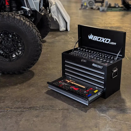 BoxoUSA UTV Box | 190-Piece Metric and SAE UTV Tool Set with 5-Drawer Hand Carry Tool Box UTVBX-BK-BK