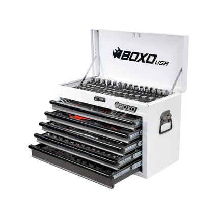 BoxoUSA UTV Box Pro | 258-Piece Metric and SAE UTV Tool Set with 5-Drawer Hand Carry Tool Box UTVBXPRO-W-BK