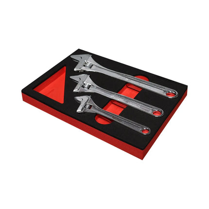3-Piece Adjustable Chrome Wrench Set | 2/9 Drawer EVA Foam