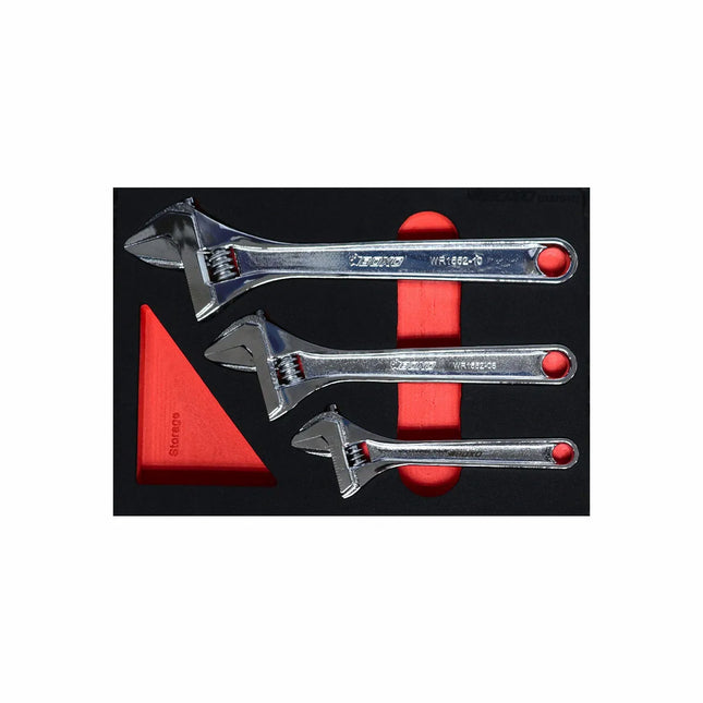 3-Piece Adjustable Chrome Wrench Set | 2/9 Drawer EVA Foam