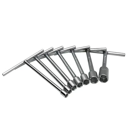 BoxoUSA 7-Piece Short T-Handle Socket Wrench Set with Holder Rack For Hand Carry Box WTS1-AB08